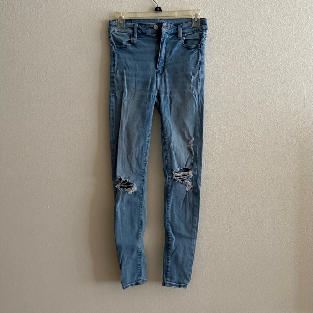 American Eagle Outfitters Light Blue Ripped Skinny Jeans